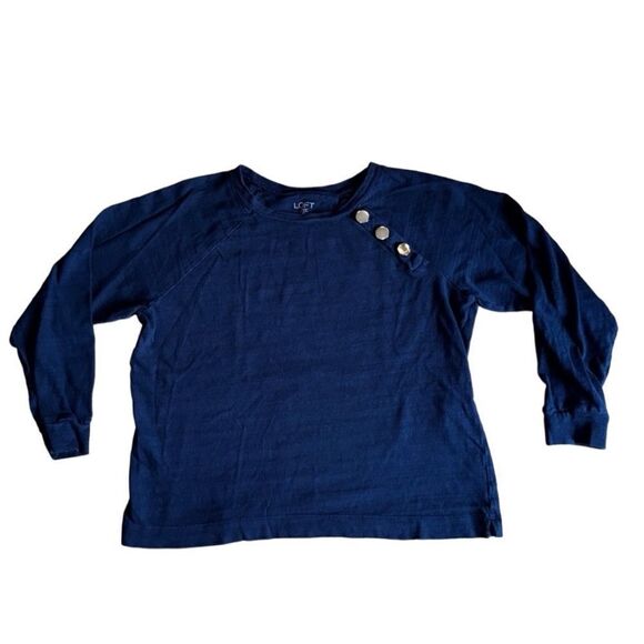 Loft Woman's Navy Blue Long Sleeve Blouse - Size MP - Picture 1 of 7